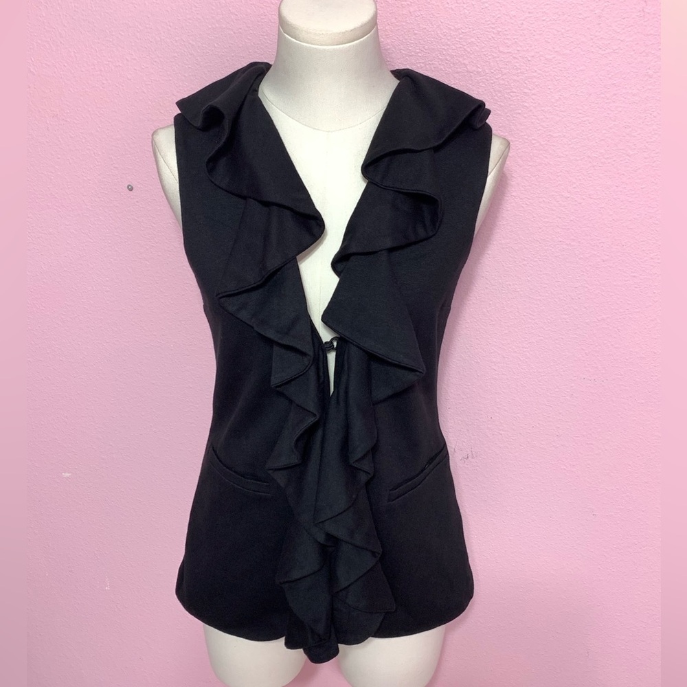 Alice + Olivia Black Ruffled Vest. V3